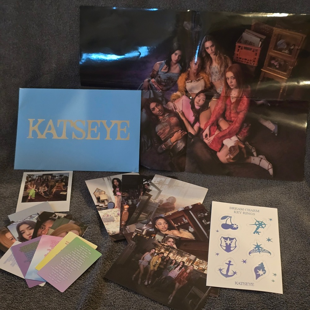 KATSEYE SIS Album Inclusions Set Poster Stickers Photocards Postcards Blue Y2K